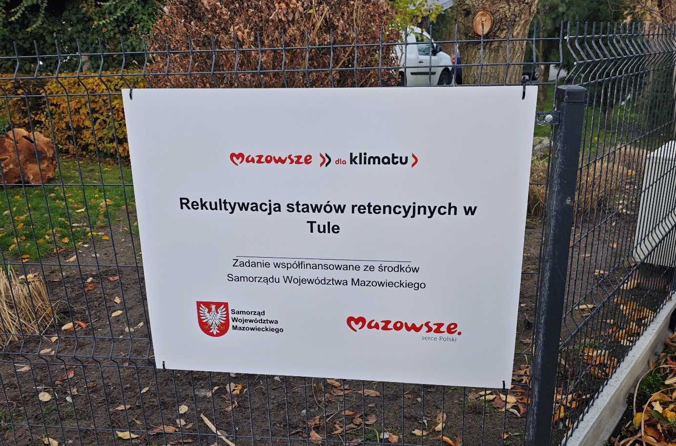 Rekultywacja staw&oacute;w retencyjnych w Tule - tablica
