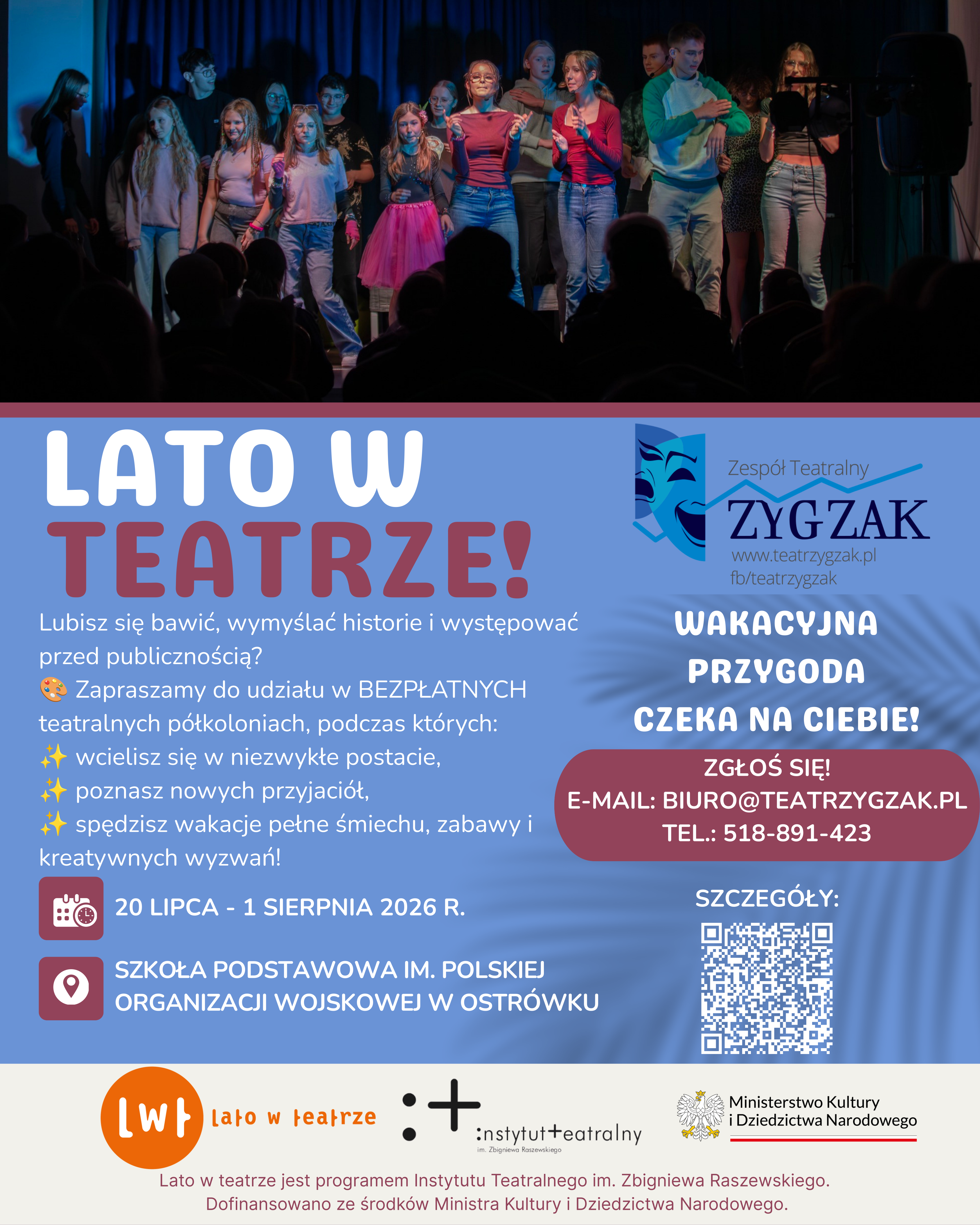 Teatr ZYGZAK zaprasza na bezpłatne półkolonie teatralne