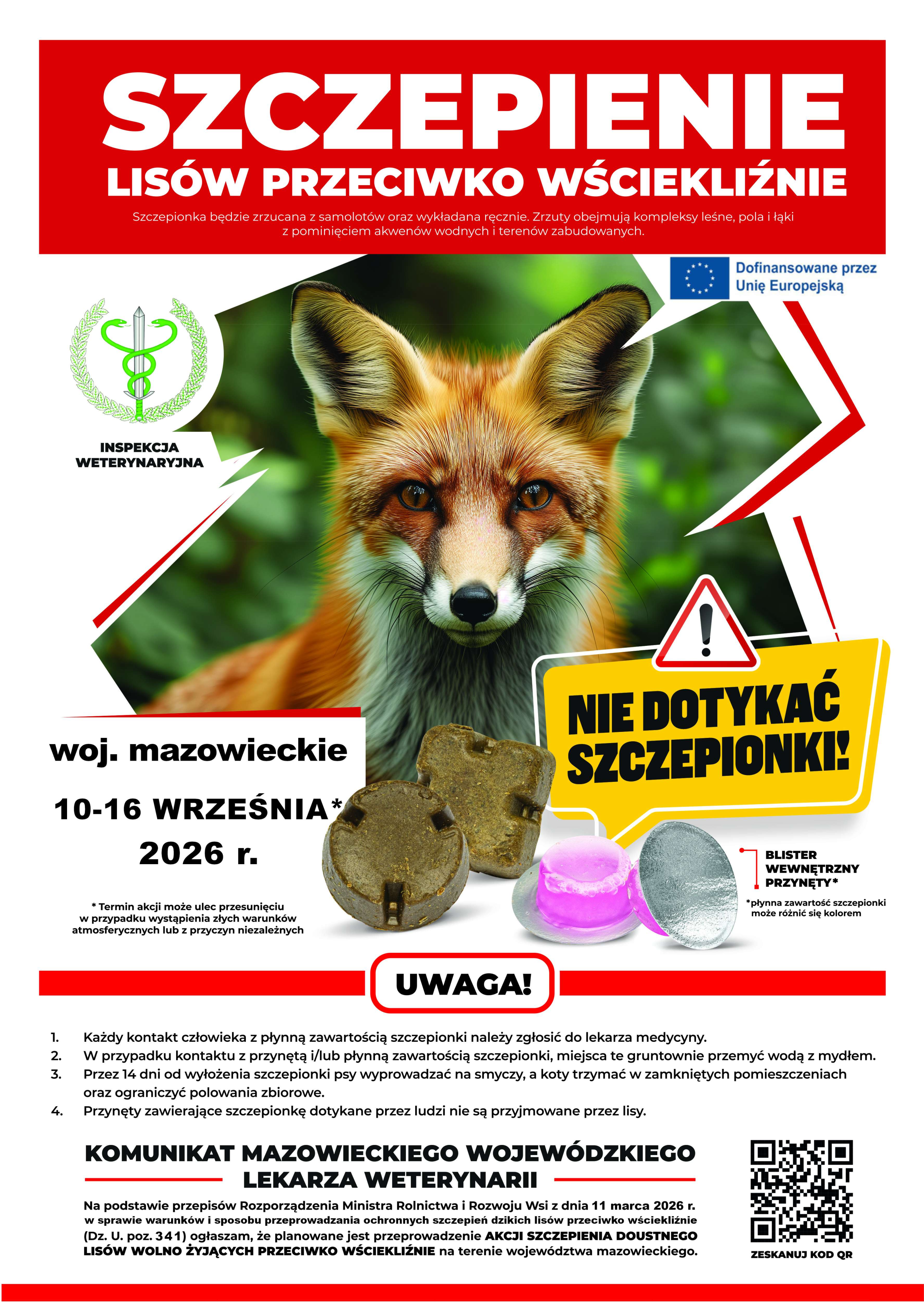 Szczepienia ochronne lisów wolno żyjących przeciwko wściekliźnie na terenie województwa mazowieckiego